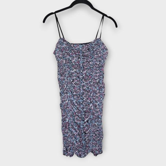 AFRM Womens Ruched Floral Print Mini Dress Size M Spaghetti Strap Bodycon Y2K - Picture 1 of 7